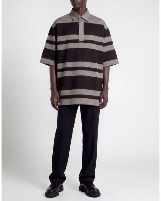 AMI Black Polo Shirt Cotton, Merino Wool for men