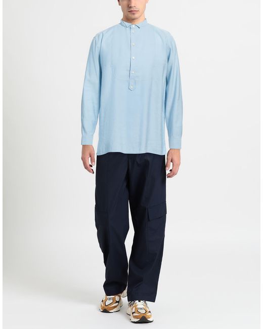 Dnl Blue Shirt Viscose, Polyester for men