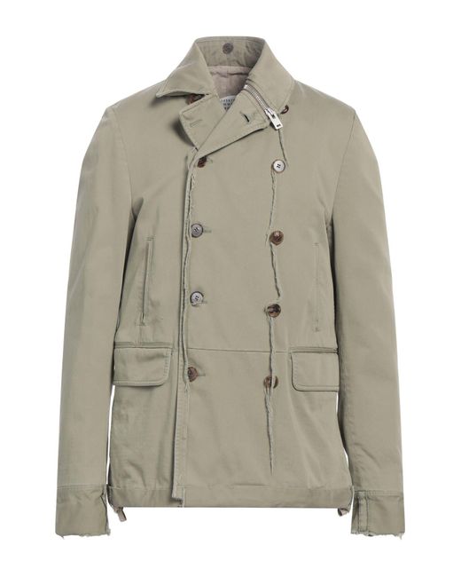 Maison Margiela Gray Khaki Overcoat & Trench Coat Cotton for men