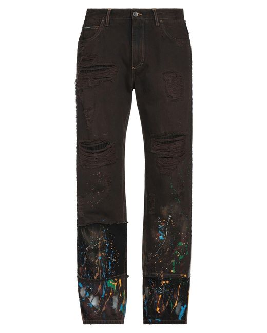 Dolce & Gabbana Gray Dark Jeans Cotton, Calfskin for men