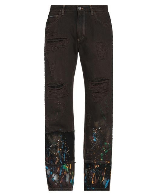 Dolce & Gabbana Gray Dark Jeans Cotton, Calfskin for men