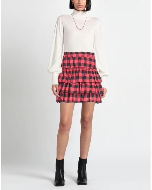 Odi Et Amo Red Mini Skirt Polyester, Viscose, Elastane