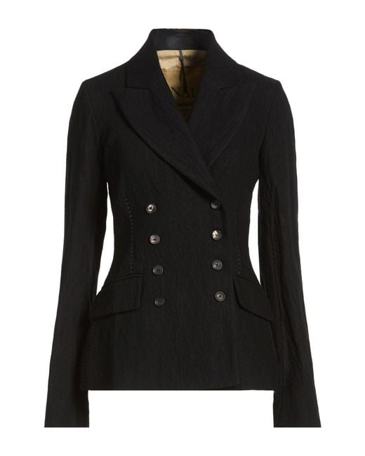 Masnada Black Blazer Wool, Cotton, Metal