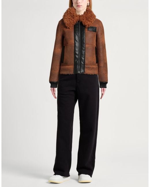 Patrizia Pepe Brown Coat Polyester, Polyurethane