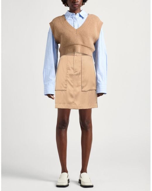 Sa Su Phi Natural Khaki Mini Skirt Silk, Viscose