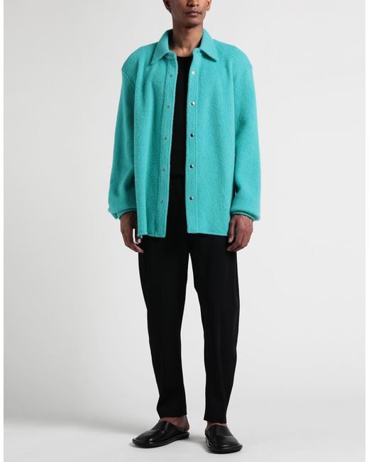 Jil Sander Blue Shirt Alpaca Wool, Wool for men