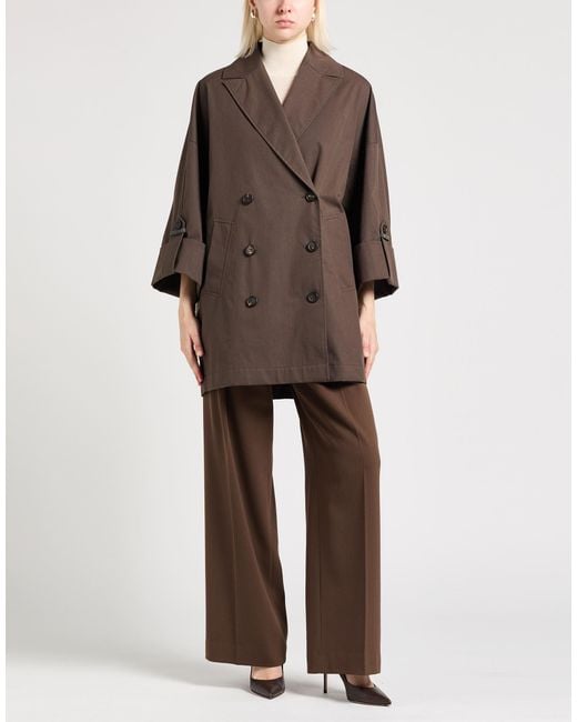 Brunello Cucinelli Brown Military Overcoat & Trench Coat Cotton, Polyamide, Polyurethane