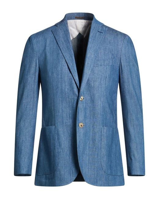 Moorer Blue Blazer Cotton for men
