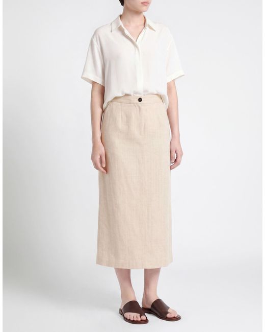 PT Torino Natural Midi Skirt Linen, Silk