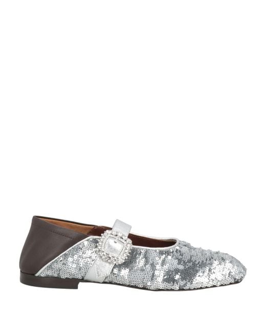 Wales Bonner White Ballet Flats Textile Fibers, Leather