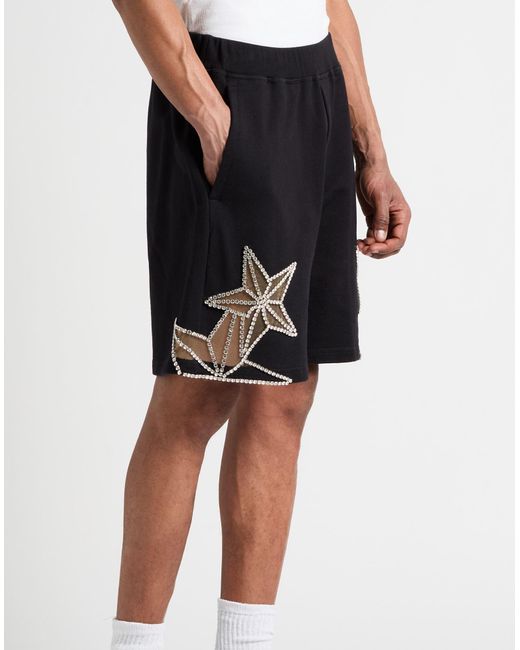 DSquared² Black Shorts & Bermuda Shorts Cotton, Elastane, Polyamide, Glass for men