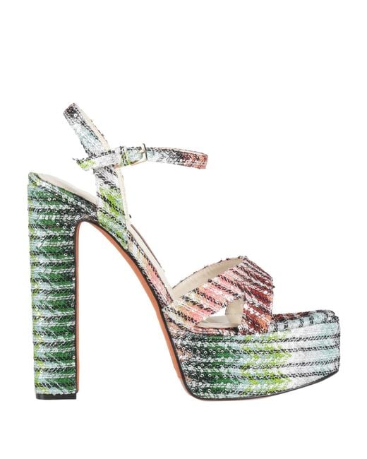 Missoni Metallic Sandals Textile Fibers, Leather