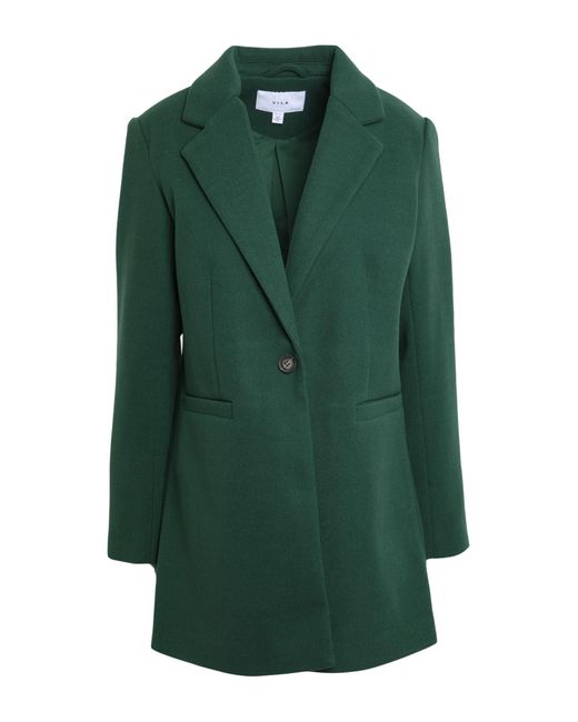 Vila Synthetic Coat in Dark Green (Green) | Lyst