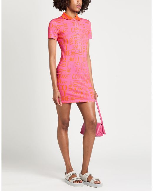 Versace Jeans Couture Pink Mini Dress Cotton, Polyester, Elastane