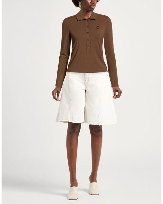 Pinko Brown Polo Shirt Viscose, Elastane