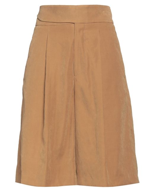 Berwich Natural Camel Shorts & Bermuda Shorts Polyester, Polyamide