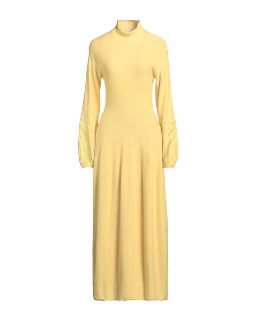 Antonelli Yellow Maxi Dress Virgin Wool, Silk, Cashmere