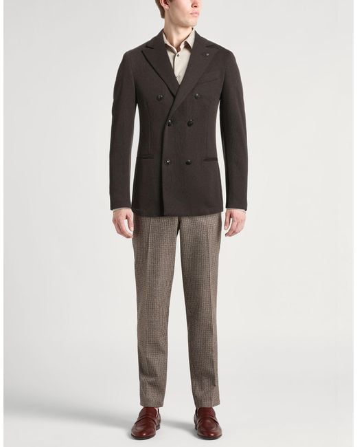 Barbati Black Blazer Polyester, Cotton for men