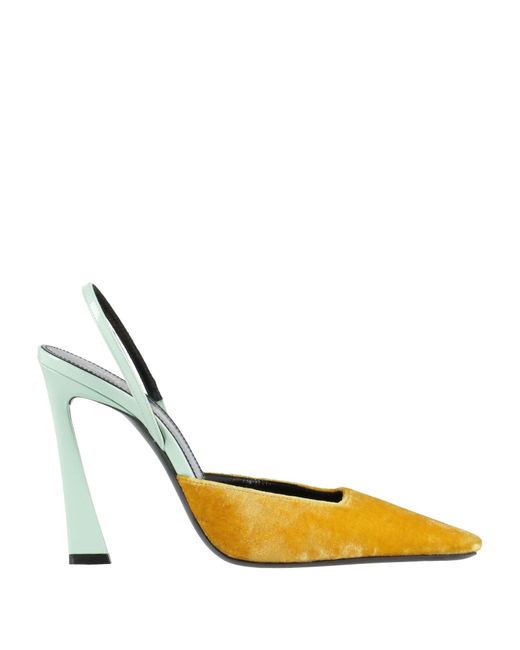 Saint Laurent Metallic Patent Leather Velvet Slingback Pumps