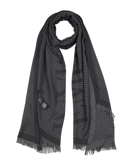 Emporio Armani Black Charcoal Scarf Viscose, Polyester for men