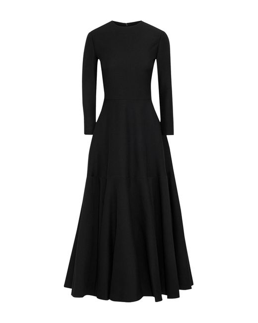 Valentino Garavani Black Midi Dress Virgin Wool, Silk