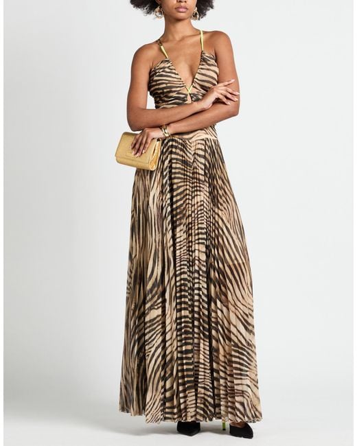 Just Cavalli Natural Camel Maxi Dress Polyester