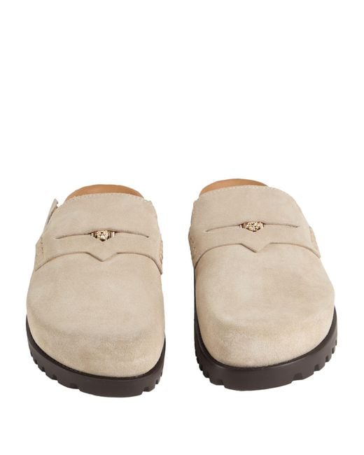 Versace White Khaki Mules & Clogs Leather