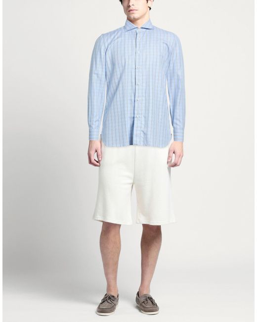 Luigi Borrelli Napoli Blue Shirt Cotton for men