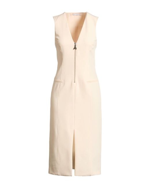 Patrizia Pepe Natural Ivory Midi Dress Polyester, Viscose, Elastane