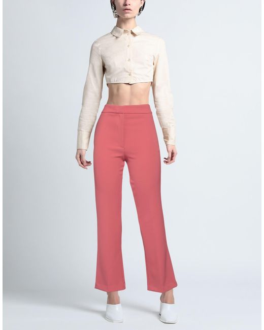 SOLOTRE Red Antique Rose Pants Polyester, Elastane