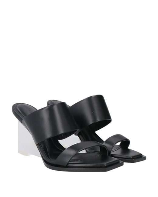 McQueen Black Plexi Runway Leather Wedge Sandals