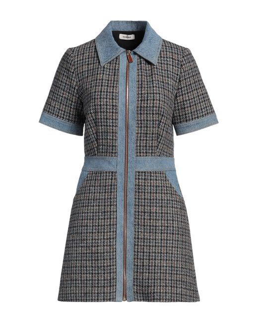Sandro Gray Mini Dress Wool, Polyester, Acrylic, Silk, Textile Fibers