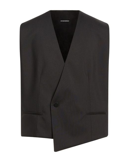 Emporio Armani Black Tailored Vest Virgin Wool for men