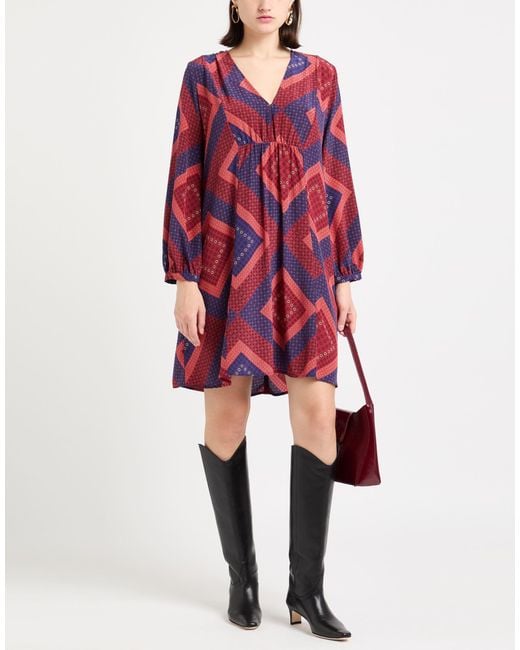 Momoní Red Brick Mini Dress Silk