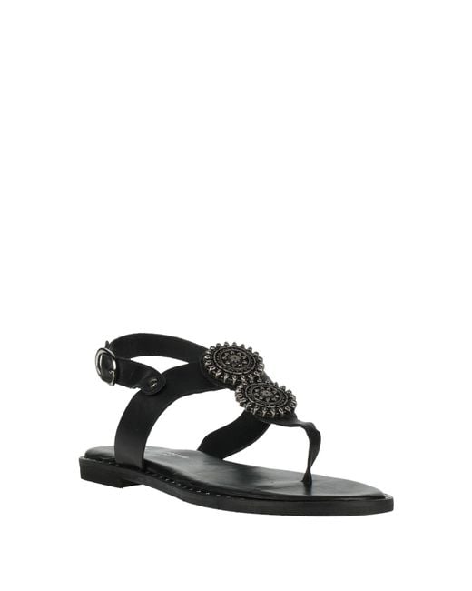 Divine Follie Black Thong Sandal Leather