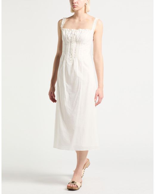 Staud White Ivory Midi Dress Cotton