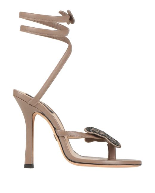Blumarine Metallic Taupe Thong Sandal Leather
