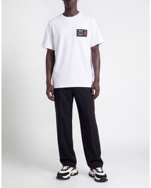 MSGM White T-Shirt Cotton for men