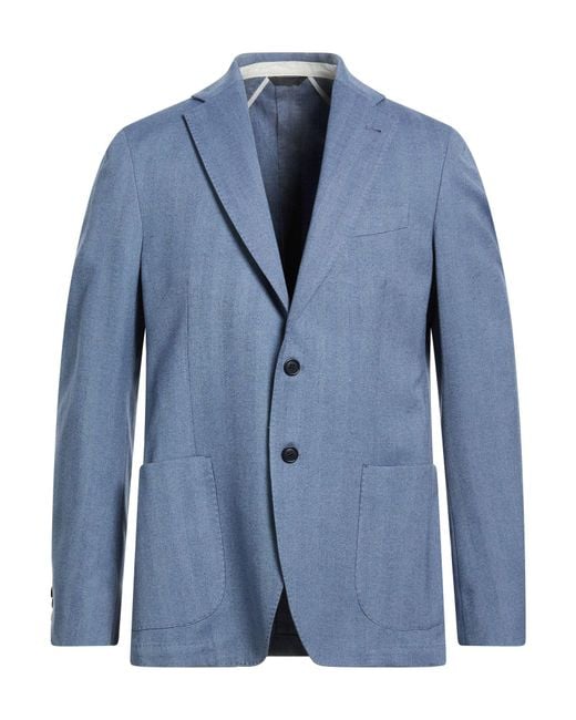Tombolini Blue Slate Blazer Wool, Cotton, Silk for men