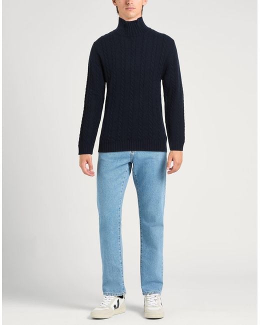 Alpha Studio Blue Turtleneck Recycled Wool, Viscose, Polyamide, Recycled Cashmere for men