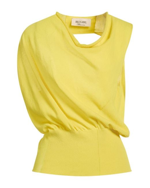 Blugirl Blumarine Yellow Sweater Cotton, Polyamide, Elastane