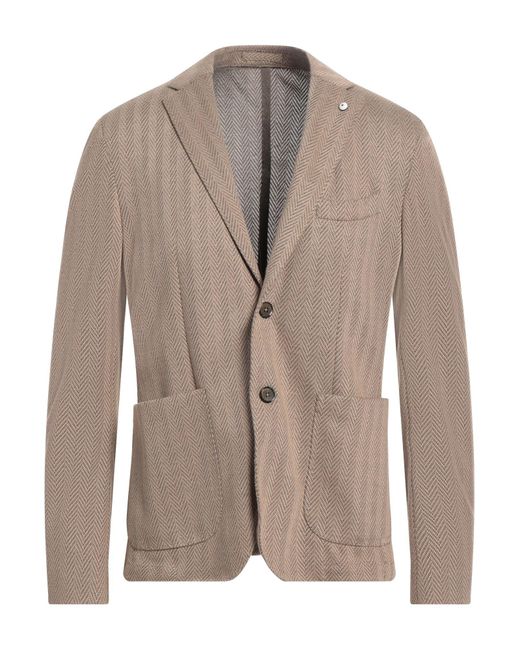 L.b.m. 1911 Brown Sand Blazer Polyester, Viscose, Elastane for men