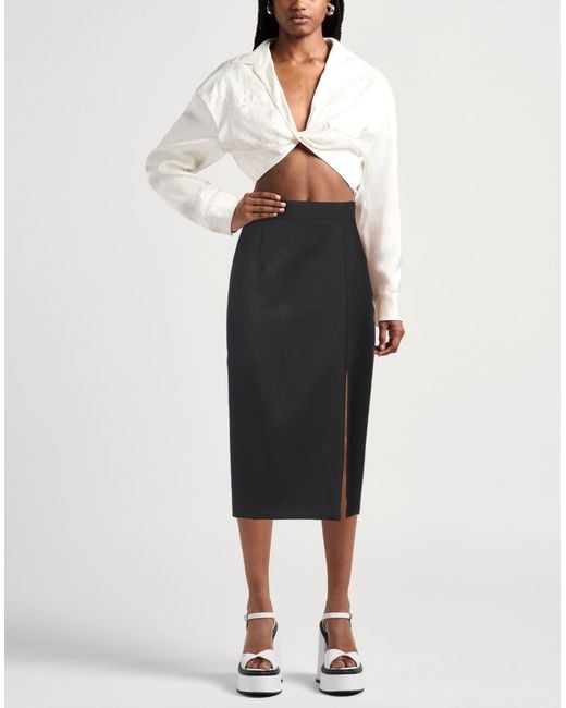 Moschino Black Couture Midi Skirt Virgin Wool