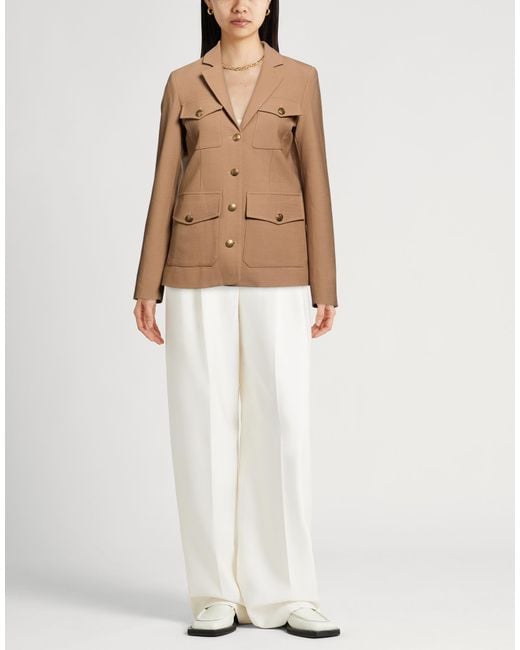 Semicouture Natural Jacket Polyester, Virgin Wool, Elastane