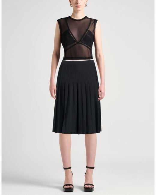 Thom Browne Blue Midi Skirt Virgin Wool, Silk