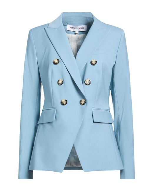 Veronica Beard Blue Blazer Wool, Polyamide, Elastane