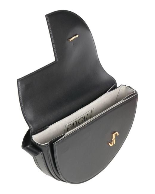 Patou Black Cross-Body Bag Calfskin, Zamak