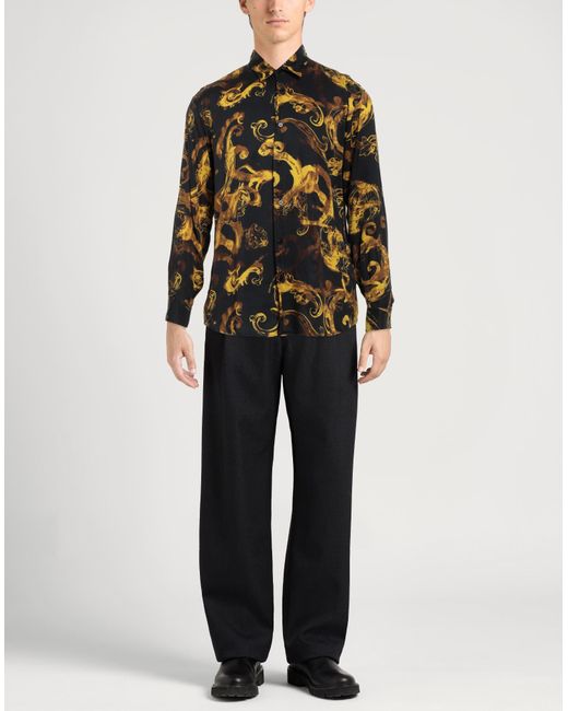 Versace Jeans Couture Black Signature Print Twill Shirt for men