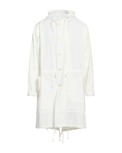 Comme des Garçons White Overcoat & Trench Coat Polyester for men