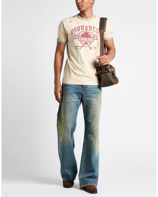 DSquared² Pink Hockey Design Champagne T-Shirt for men